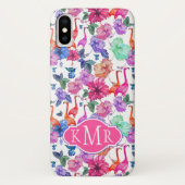 Tropisches Wasserfarbmuster| Monogramm Case-Mate iPhone Hülle (Rückseite)