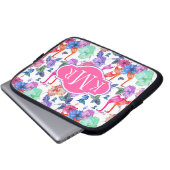 Tropisches Wasserfarbmuster| Monogramm Laptopschutzhülle (Vorne Knopf)
