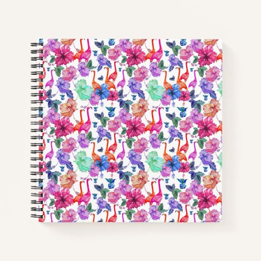 Tropisches Wasserfarbmuster Notizbuch (Vorderseite)