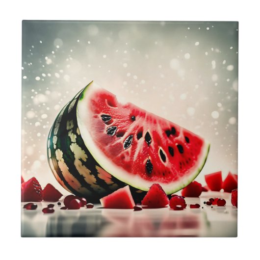 Tropisches Wassermelon Fliese (Vorderseite)