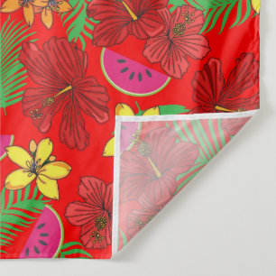 Tropisches Wassermelon Obst und Hibisken Rote Flor Wandteppich