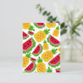 Tropisches Wassermelon- und Ananas-Pixel-Muster Postkarte (Stehend Vorderseite)
