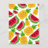 Tropisches Wassermelon- und Ananas-Pixel-Muster Postkarte (Vorderseite)
