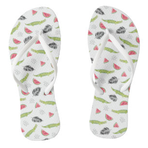 Tropisches Wassermelon und Krokodilmuster Badesandalen