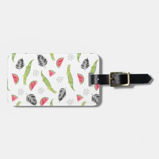 Tropisches Wassermelon und Krokodilmuster Gepäckanhänger (Vorderseite horizontal)