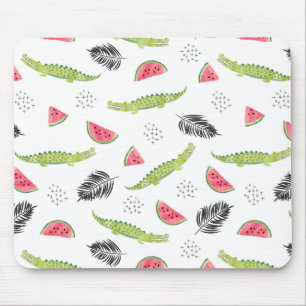 Tropisches Wassermelon und Krokodilmuster Mousepad