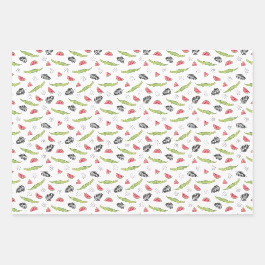 Tropisches Wassermelone-Muster Geschenkpapier Set (Vorderseite)