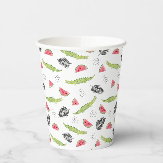 Tropisches Wassermelone-Muster Pappbecher (Links)