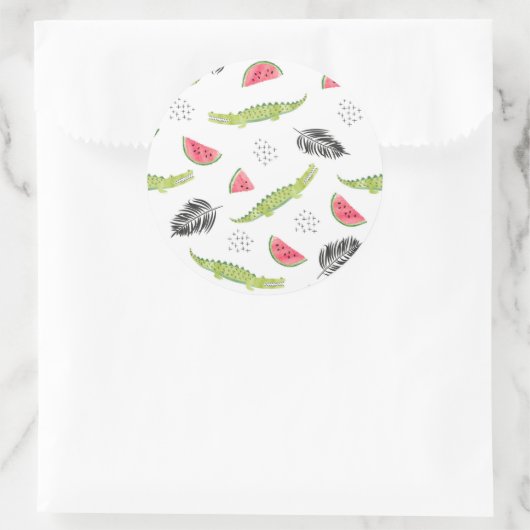 Tropisches Wassermelone-Muster Runder Aufkleber (Tasche)