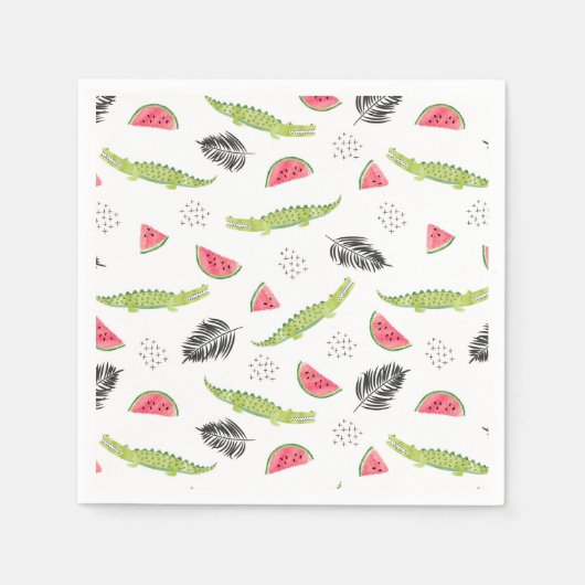 Tropisches Wassermelone-Muster Serviette (Vorderseite)