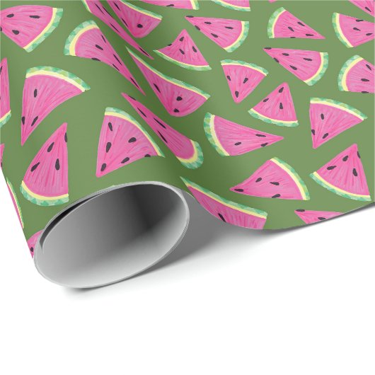 Tropisches Wassermelone Sommermuster Geschenkpapier (Rolleneckpunkt)
