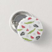 Tropisches Wassermelone-u. Krokodil-Muster Button (Vorne & Hinten)