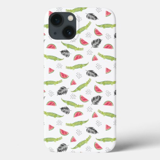 Tropisches Wassermelone-u. Krokodil-Muster Case-Mate iPhone Hülle (Rückseite)