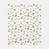 Tropisches Wassermelone-u. Krokodil-Muster Fleecedecke (Vorderseite)