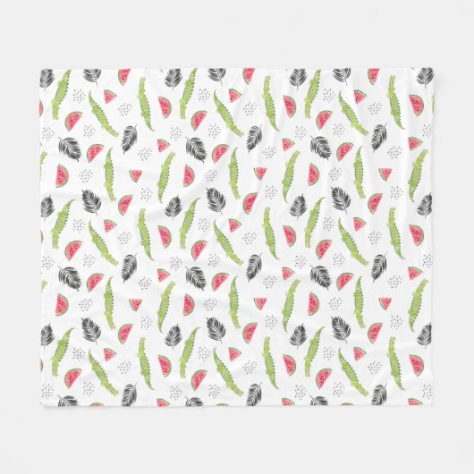 Tropisches Wassermelone-u. Krokodil-Muster Fleecedecke (Vorderseite (Horizontal))
