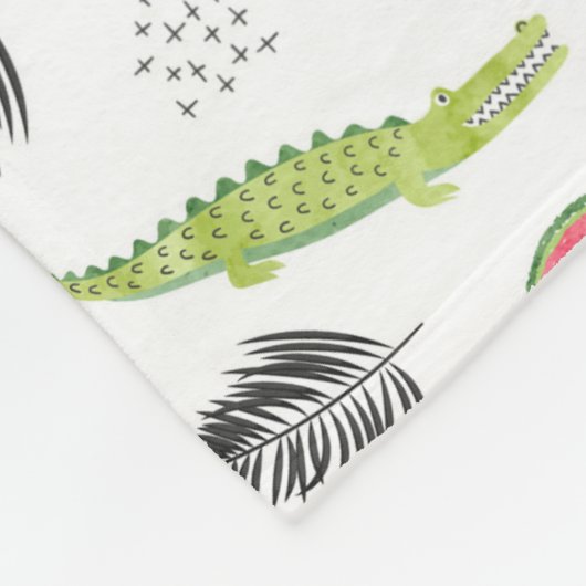 Tropisches Wassermelone-u. Krokodil-Muster Fleecedecke (Ecke)