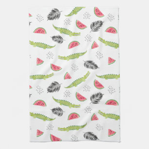 Tropisches Wassermelone-u. Krokodil-Muster Handtuch