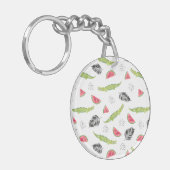 Tropisches Wassermelone-u. Krokodil-Muster Schlüsselanhänger (Vorderseite links)
