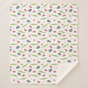 Tropisches Wassermelone-u. Krokodil-Muster Sherpadecke