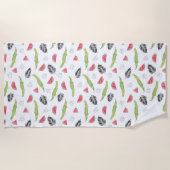 Tropisches Wassermelone-u. Krokodil-Muster Strandtuch (Vorderseite)