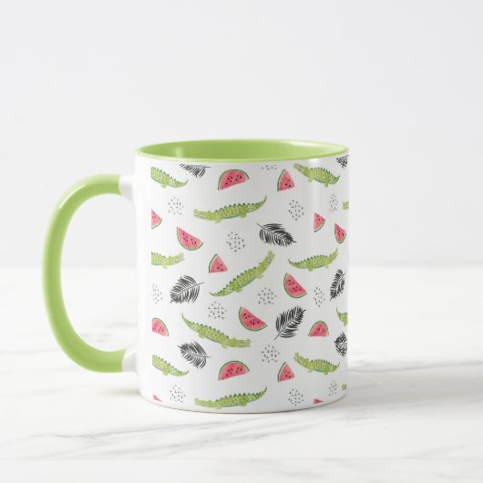 Tropisches Wassermelone-u. Krokodil-Muster Tasse (Links)