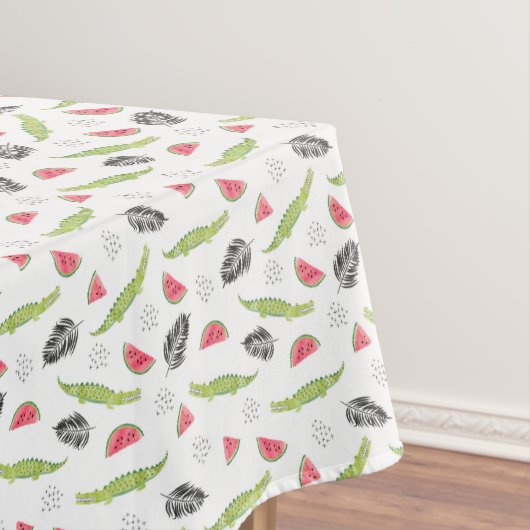 Tropisches Wassermelone-u. Krokodil-Muster Tischdecke (Beispiel)