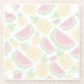 Tropisches Wassermelonen- und Ananas-Pixelmuster Glasuntersetzer (Rückseite)