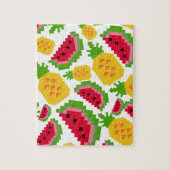 Tropisches Wassermelonen- und Ananas-Pixelmuster Puzzle (Vertikal)