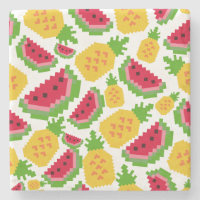 Tropisches Wassermelonen- und Ananas-Pixelmuster