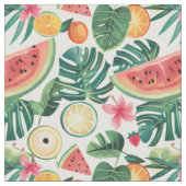 Tropisches Wassermelonen- und Zitrusmuster Stoff (Nahaufnahme)