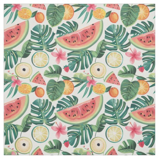 Tropisches Wassermelonen- und Zitrusmuster Stoff (Muster)