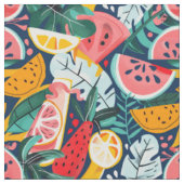 Tropisches Wassermelonen- und Zitrusmuster Stoff (Nahaufnahme)