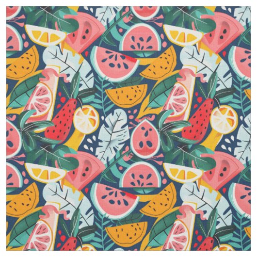 Tropisches Wassermelonen- und Zitrusmuster Stoff (Muster)