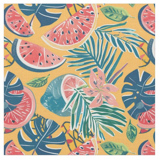 Tropisches Wassermelonmuster Stoff (Nahaufnahme)