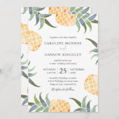 Tropisches Watercolor Ananas Sommerstrand Hochzeit Einladung (Vorne/Hinten)