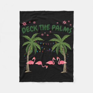 Tropisches Weihnachten Florida Flamingo Deck The P Fleecedecke