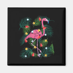 Tropisches Weihnachten Lustiger Rosa Flamingo Hawa Magnet