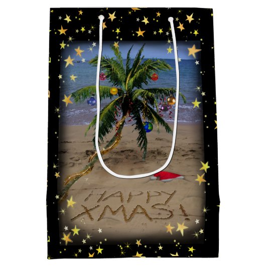 Tropisches Weihnachten Mittlere Geschenktüte (Rückseite)