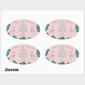 Tropisches Weihnachten Pink Flamingo Weihnachtsman Ovaler Aufkleber (Blatt)