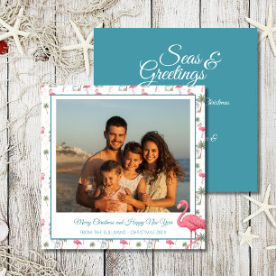 Tropisches Weihnachten Rosa Flamingo-Familienfoto