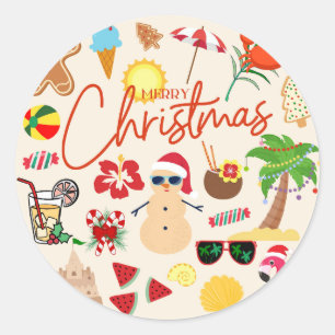Tropisches Weihnachten Runder Aufkleber
