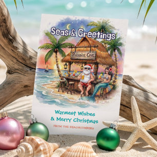 Tropisches Weihnachten Santa Meerjungfrau Tiki Bar