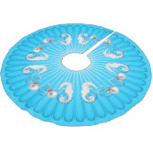 Tropisches Weihnachtsbaum Rock Aqua Blue Seepferd Polyester Weihnachtsbaumdecke (Schrägansicht)