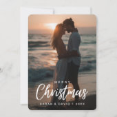 Tropisches Weihnachtscouple Beach Sunset Foto Feiertagskarte (Vorderseite)