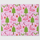 Tropisches Weihnachtsfest Flamingo mit Pine Tree a Geschenkpapier (Flach)