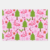Tropisches Weihnachtsfest Flamingo mit Pine Tree a Geschenkpapier Set (Vorderseite 2)