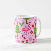 Tropisches Weihnachtsfest Flamingo mit Pine Tree a Kaffeetasse (VorderseiteRechts)