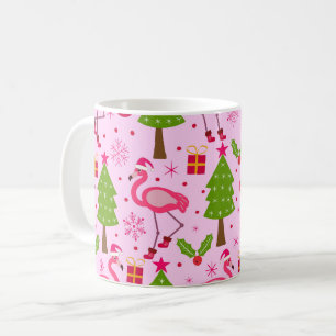 Tropisches Weihnachtsfest Flamingo mit Pine Tree a Kaffeetasse