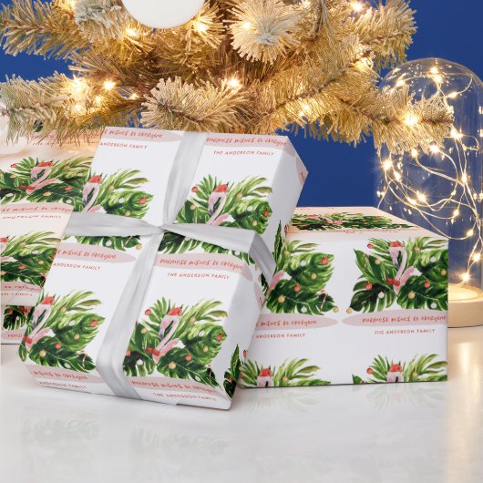 Tropisches Weihnachtsfest, zeitgenössischer Palm,  Geschenkpapier (Feiertage)