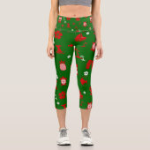 Tropisches Weihnachtsgrün Capri Leggings (Vorderseite)